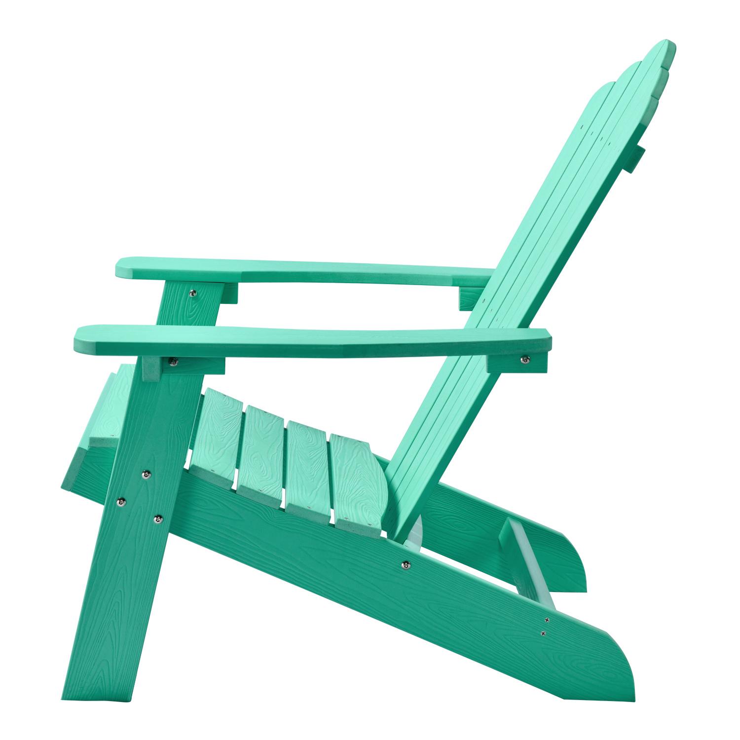 ALLWEX Outdoor Adirondack Chair & Side Table Set, HDPE Weather-Resistant High-Back Armchair, Folding Table with Wood Grain Finish for Garden, Deck