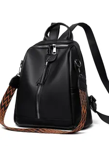 Women's Soft Leather Backpack, Dual Zipper Large Capacity, Vintage Casual Shoulder Bag, Travel Backpack, Multifunctional Trendy Design