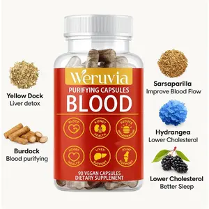 Blood Purifying Capsules – Natural Herbal Formula for Heart, Liver & Kidney Support | Promote Circulation & Wellness | 90 Vegan Capsules