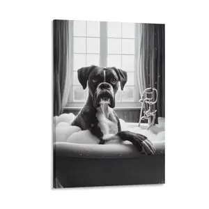 Boxer Dog Poster Canvas Wall Art Funny Boxer Dog Bathroom Poster Poster Canvas Wall Art For Bedroom Decor Bar Office Room Decor Gift