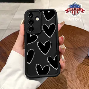 Monochrome Hearts Advanced fashion gift Case for Samsung S24 ultra plus S25 S23 S22 Ultra Plus Shockproof Non Slip Military-Grade Protection Silicone Cover