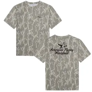 American Flyway Waterfowl Camo T-Shirt for Men, Duck Back Graphic Tee, Vintage Outdoor Camouflage Short Sleeve Hunting Style Shirt