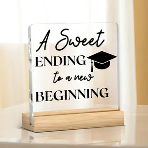 Inspirational Graduation Gifts for Her Him College Congratulations Graduation Party Ideas Decorations Gift for Women Men Friend Graductes a Sweet Ending Acrylic Sign Desk Decor Acrylic Plaque Sign