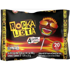 Rockaleta 4 Chili Layers & Gum Center Lollipop (20 Pieces) - Sweet Snack