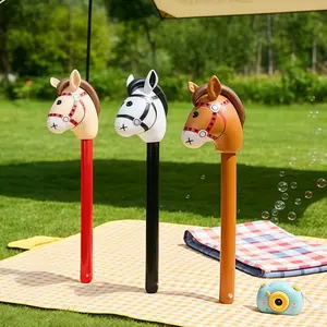3pcs Inflatable Horse Head Sticks, Cute Horse Head Sticks, Various Colors for Cowboy Theme Birthday Party Decorations