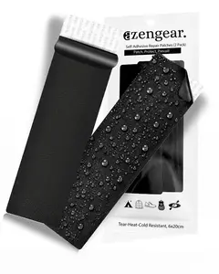 Jacket & Tent Repair Patches (2 Pack) - Self-Adhesive, Waterproof, Tear-Cold-Heat-Resistant Polyester to Fix Rips in Puffers, Upholstery (Black)