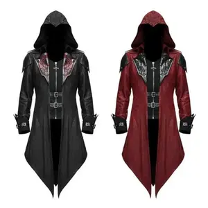 Cosplay Medieval Man Costume Streetwear Hooded Jackets Outwear Costume Edward Creed Halloween Dress Up Outfit Party