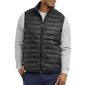 Men��s Down Puffer Vest with Zipper Pockets Lightweight S-3XL Packable Full Zip Up Running Warm Sleeveless Jacket Shell Outwear Fall Winter Menswear