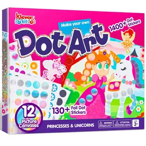 2025 Toys for Kids Kits Dot Art Activity - No Mess Sticker Art for Kids, Scrapbooking Arts and Crafts Supplies, Birthday Gifts, Airplane Travel Toys for Boys & Girls Ages 3, 4, 5, 6, 7 (Unicorns & Princess) Kids Outdoor Play