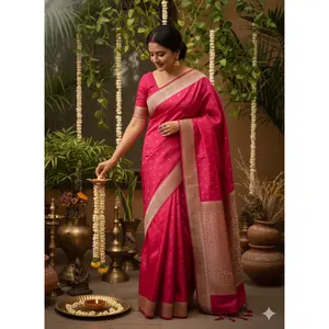 Roohani – Katan Silk Saree with Zardozi & Stone Work