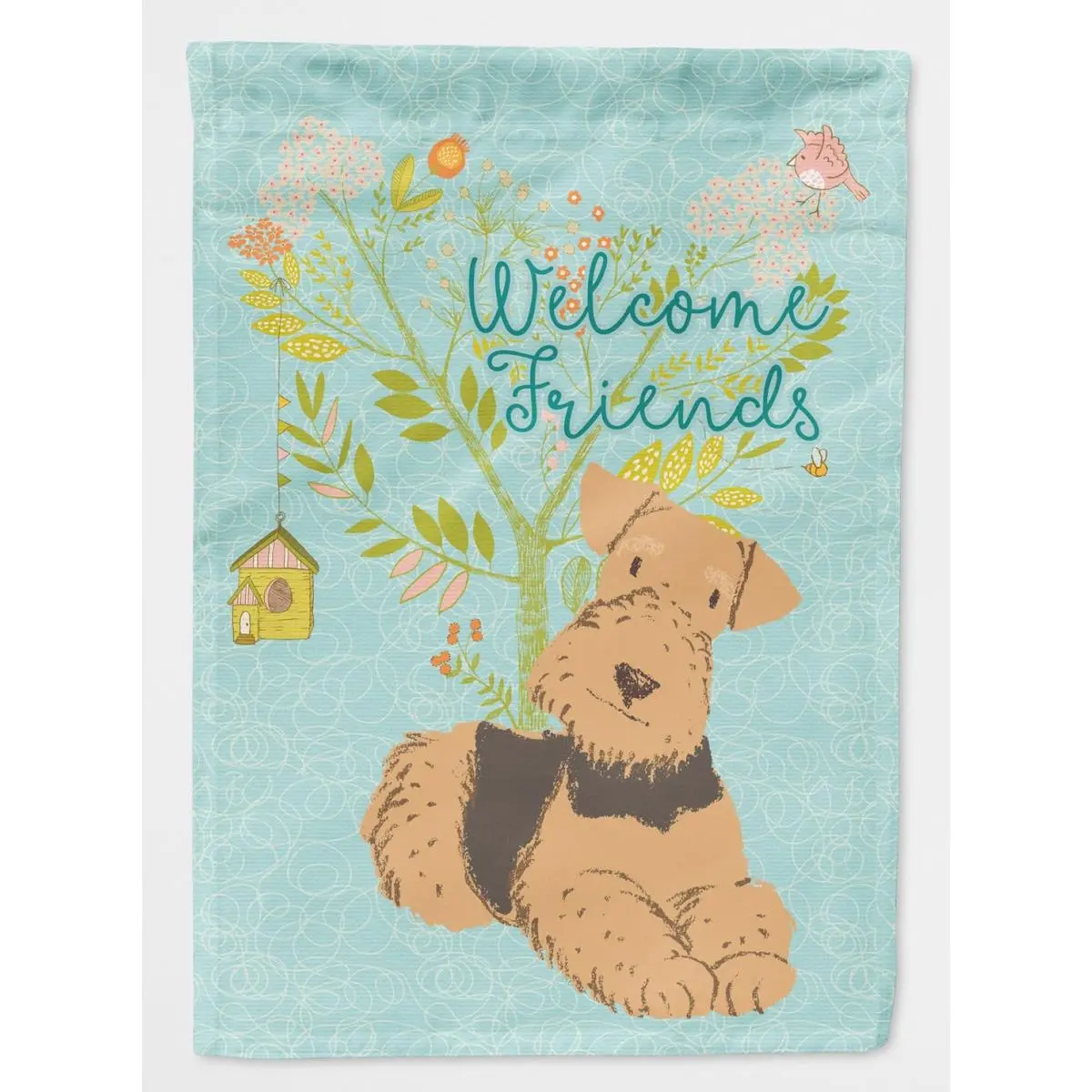 212 MAIN Airedale Terrier Welcome Friends Decorative Garden Flag, 11x15 in Home & Garden Accessory for Outdoor Home Improvement, Garden Accessories