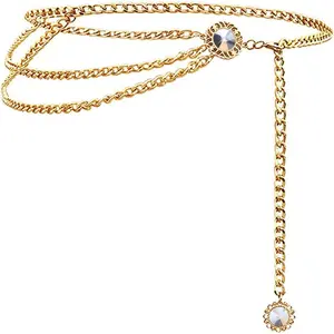 Multilayer Metal Waist Chain Dress Belts Metal Belt for Women