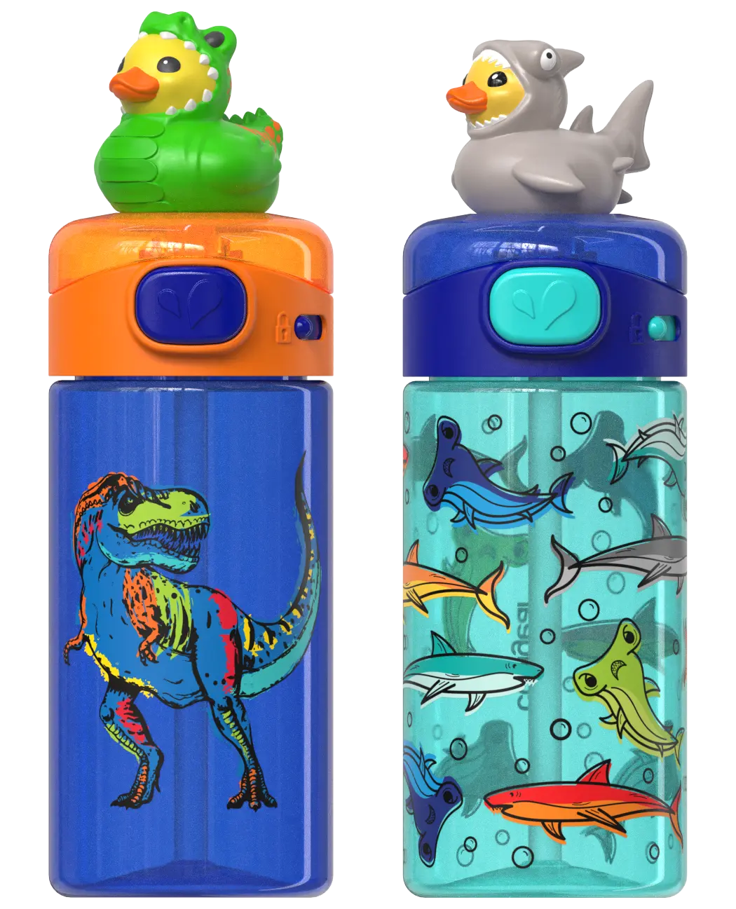 COOL GEAR Pop Topper Tumbler with Straw, Mix-and-Match Character Topper, BPA Free Reusable Cup