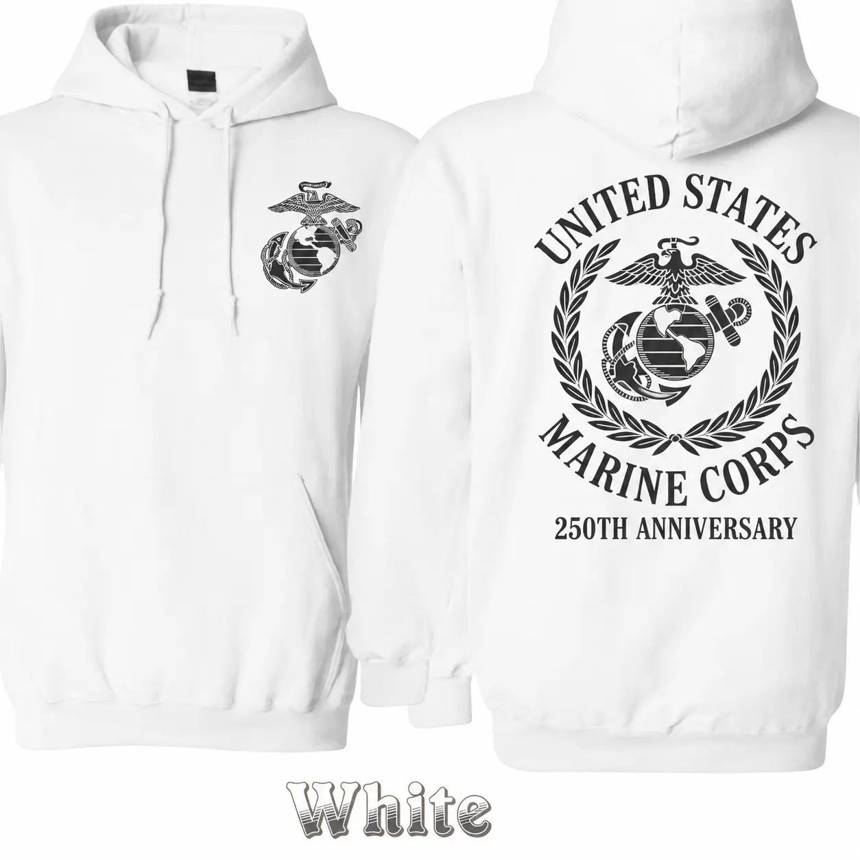250th Anniversary Hoodie, United States Marine Corps Eagle Globe Anchor Hoodie, Marine Veteran Gift, Menswear Graphic Tee, Casual Top Unisex