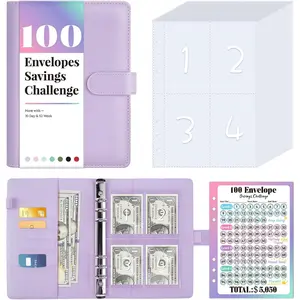 100 Envelopes Money Saving Challenge, Savings Challenges Book with Envelopes & Challenge Tracker, Motivational Process to Save $5050, Money Saving Binder 100 Pocket Pre-Numbered