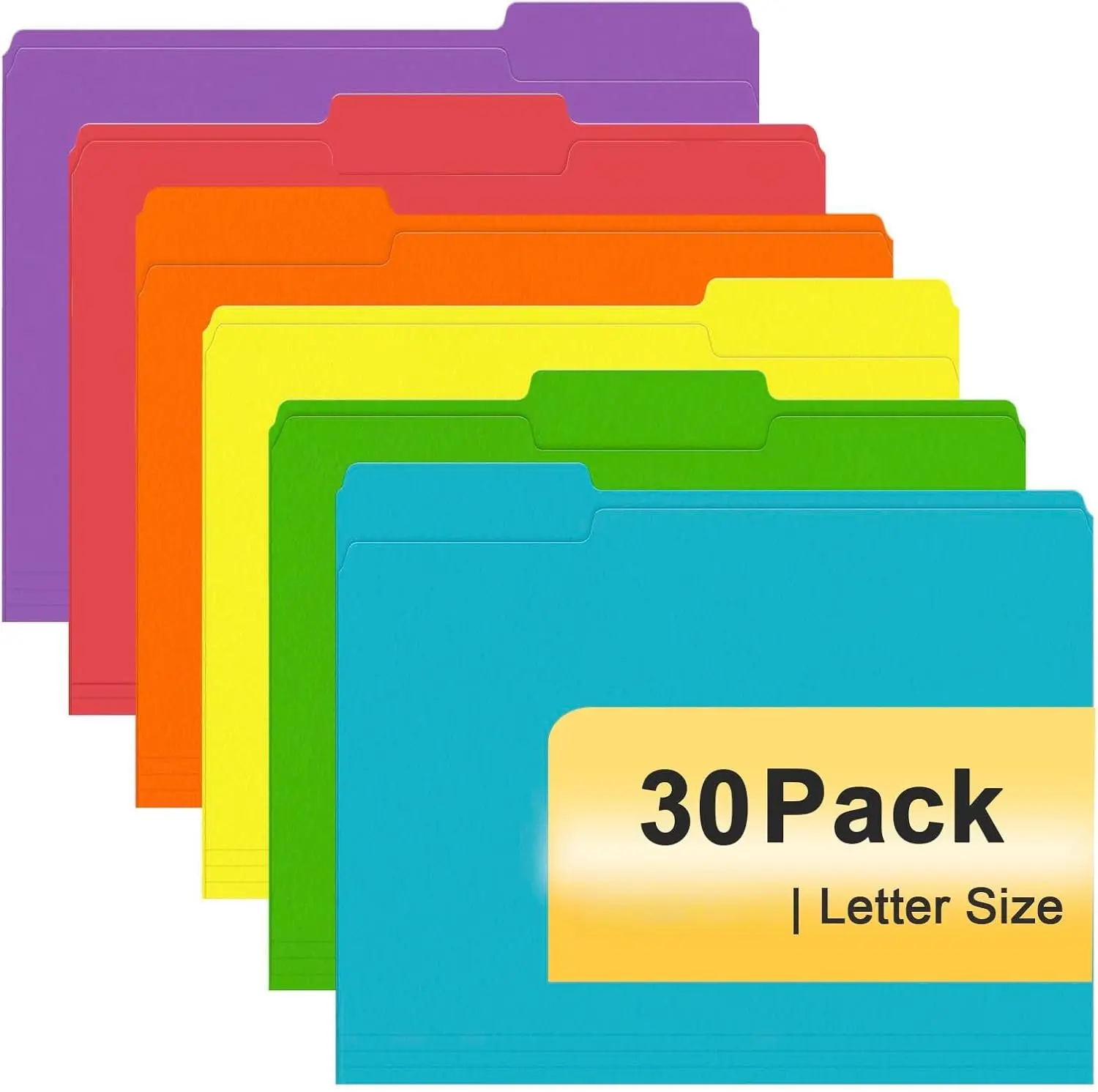 File Folder, 30 Pack Colored File Folder, 1/3 Cut Tabs, Letter Size ...