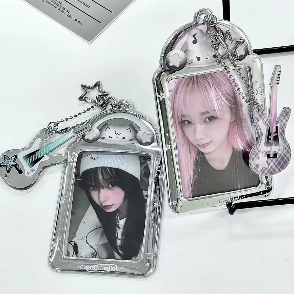 High-Quality All Ages Rectangular Polyvinyl Chloride (PVC) Photocard Holder - 7.62cm(3in) Transparent Rock Kitten Idol Photo Protective Case, Spring Keychain Home Decor Accessory