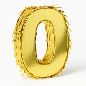 Metallic Gold Mini Number 0 Piñata Decoration