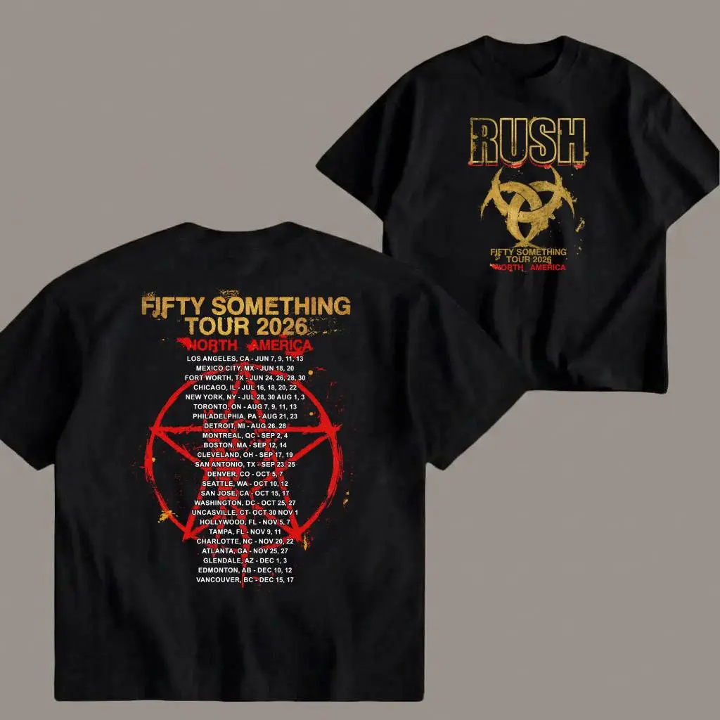 Rush Fifty Something Tour 2026 T-Shirt, Vintage Double-Sided Rock Concert Graphic Tee, Unisex Music Fan Shirt