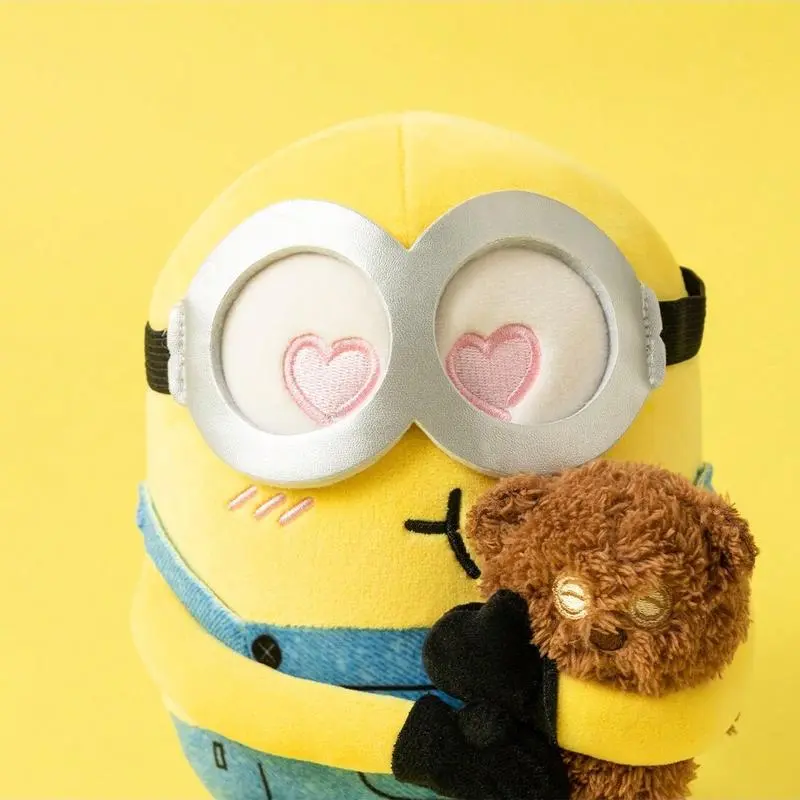 [Holiday Special] Miniso 8in Bob Hugging Tim Bear Plush Toy with Costume - Adorable Minions Plush Toy for Collection, Ideal as Birthday, Festive or School Gifts, Perfect for Bedroom Decoration