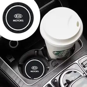2pcs Kia Emblem Car Coaster, Water Cup Bottle Holder, Anti-Slip Pad Mat, Silica Gel Waterproof, Interior Accessories for Kia Models