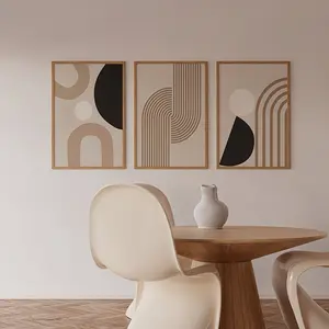 3 abstract geometric art canvas posters, modern and fashionable home wall decoration 2D flat printing frameless paintings
