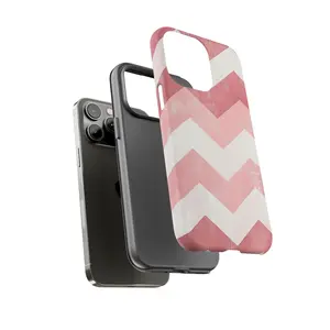 Pink Ash Chevron Pattern Phone Case – Modern Geometric Design, Unique Design, Phone Accessory, Durable & Shock-Resistant