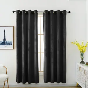 Blackout Curtain Modern Simple Solid Color Velvet Thickened Soundproof Heat Insulation Sunshade Fabric, 1 Piece, 100cm Width, Thermal Insulated Curtain
