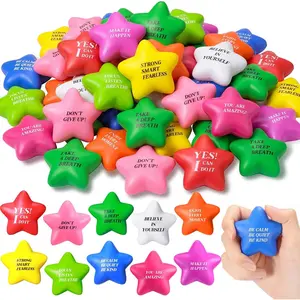 100 Pack Star Stress Balls Bulk for Adults Kids Stress Relief Balls with Motivational Quotes Mini Inspirational Foam Squeeze Gifts Party Favors Toys for Anger Fidget Relief(Bright Colors)