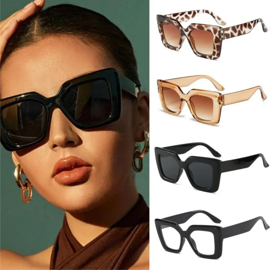 2026 New Arrival Unisex Oversized Square Sunglasses (4 Pcs) - Minimalist UV Protection Shades, Avant-Garde Chic Women's Sunglasses, TikTok Shop Christmas Gift, Avant-Garde Women's Sunglasses