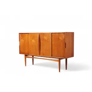 DANISH MODERN HIGH SIDEBOARD IN TEAK WITH ROLLED PULLS