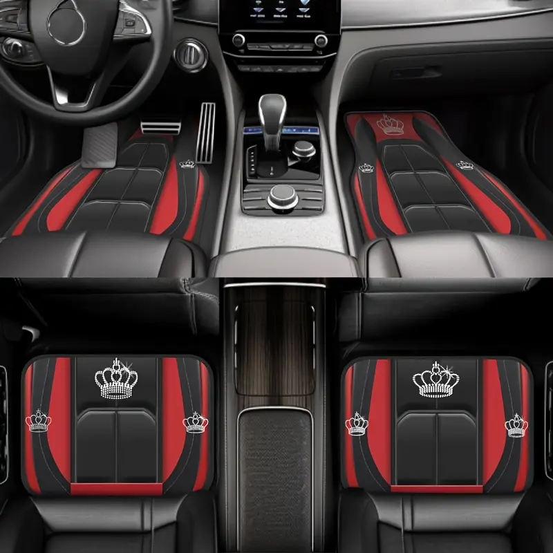 Car Floor Mats Automotive Floor Mats 4-Piece Set, Universal Fit Polyester Fiber Material, Stylish Interior Protection, Car Interior Accessory for Sedans, Hatchbacks, Suvs, All Seasons Use, Car Foot Mats, Car Mats Cars