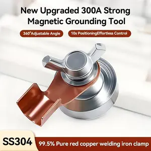 2pcs Welding Ground Clamp Set, Strong Magnetic Adsorption, Durable Design, Stainless Steel and Copper Material, Gas Welding Accessories