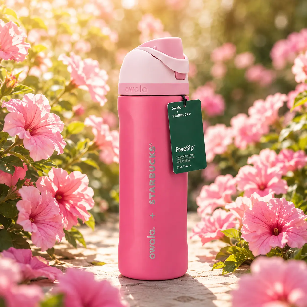 Owala FreeSip Pink Insulated Water Bottle – 24 fl oz Stainless Steel Tumbler Perfect for travel, gym, work, school, and everyday hydration Drinkware Flasks