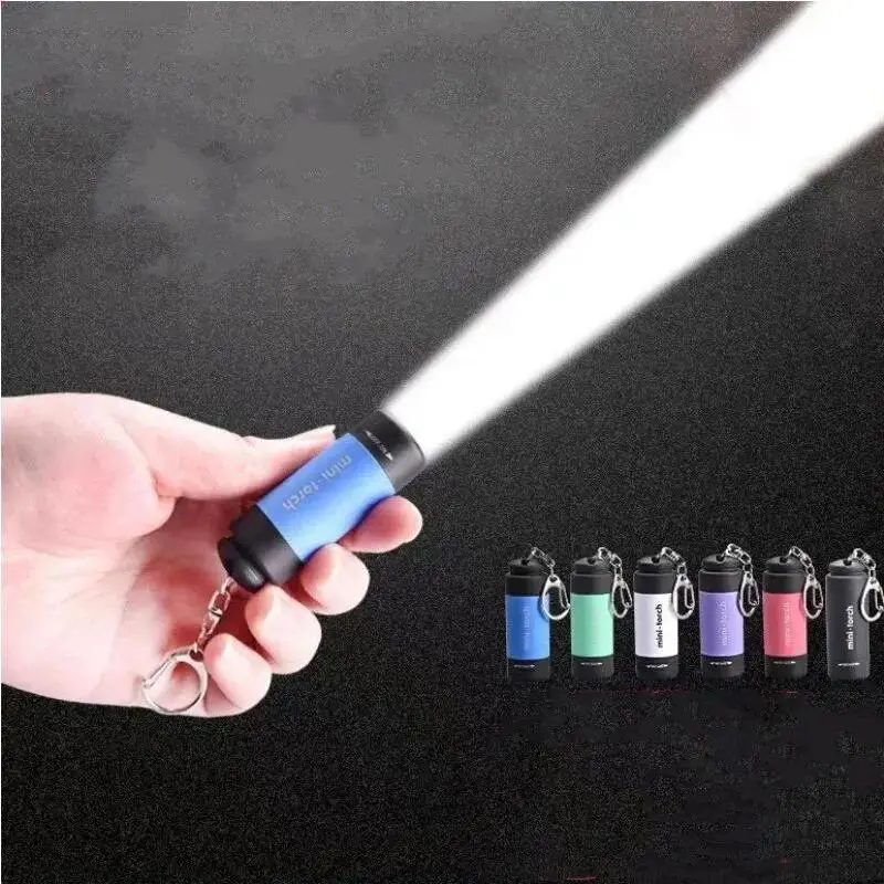 2-Pack LED Micro Pocket Flashlights, USB Rechargeable Keychain Flashlights, Waterproof Portable Torches for Outdoor Hiking, Camping, Led Flashlights, Keychains