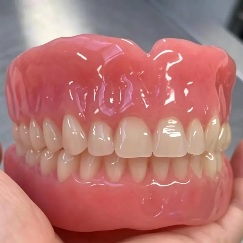 Adjustable Dentures Teeth Set Upper & Lower Full Mouth Silicone Dentures, Lifelike Fake Teeth Daily Oral Care & Confidence Boost