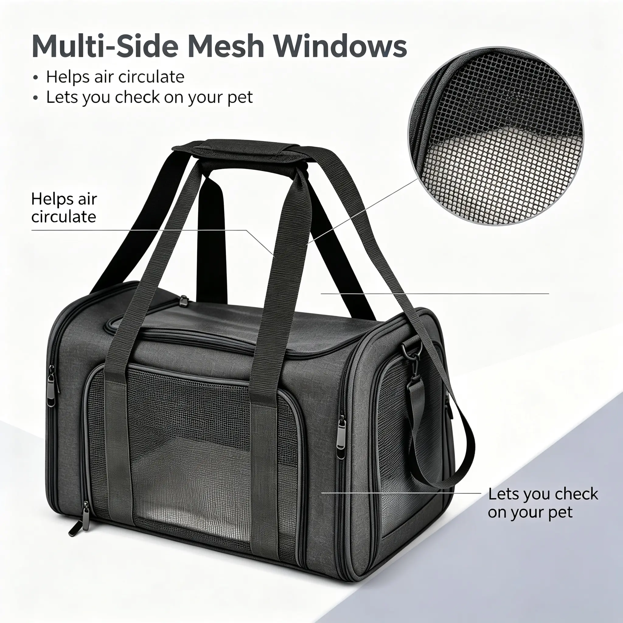 Large Soft-Sided Cat Carrier, Foldable Waterproof Travel Cage for Cats & Small Dogs Up to 25 lbs