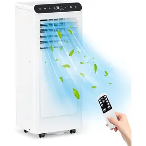 White Portable Air Conditioner 10000 BTU  3 in 1 Function (Cooling  Dehumidifying  Air Supply)  24 Hour Timer  Remote Control  Cools Rooms Up to 450 Square Feet