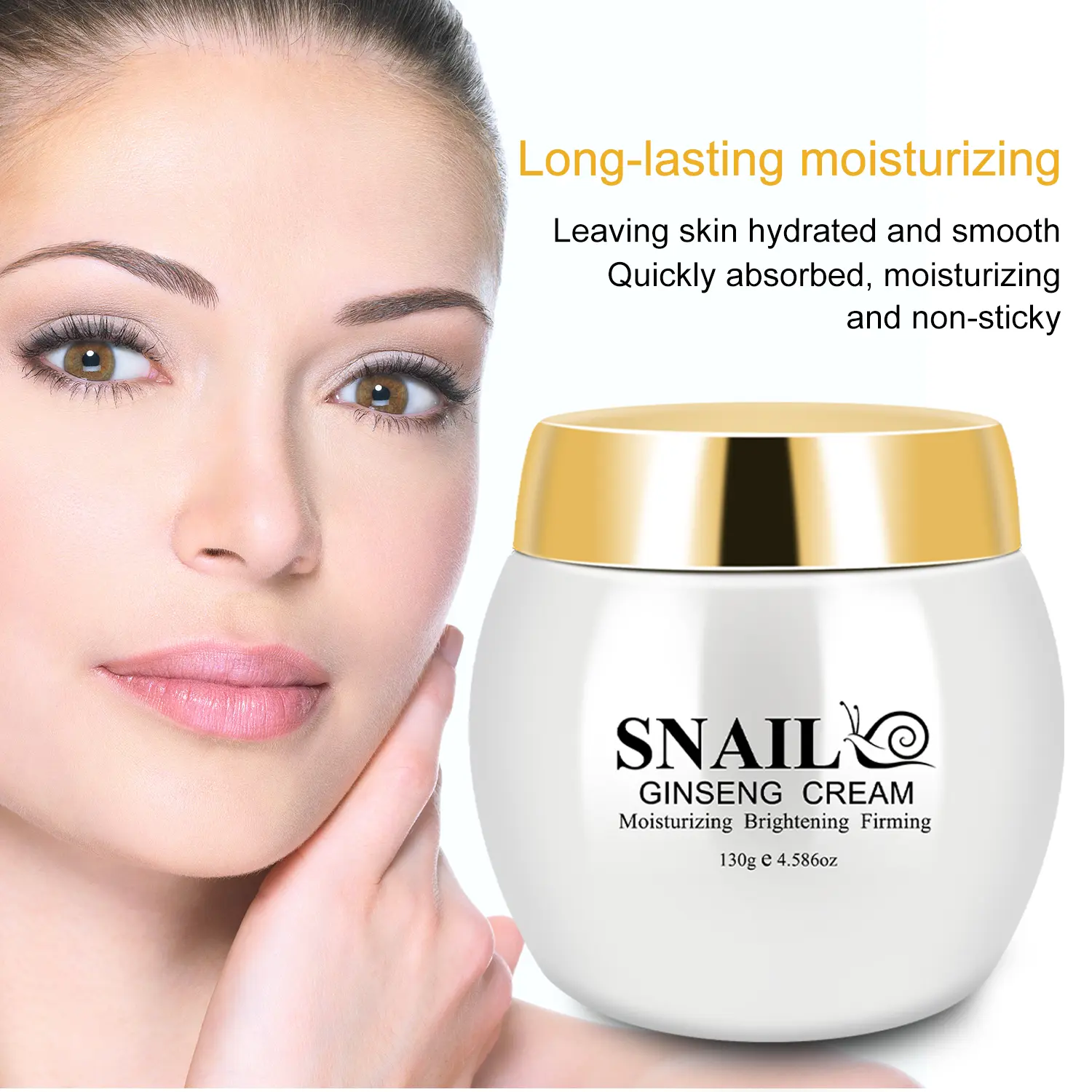 AOAO Snail Ginseng Facial Massage Cream - Daily Face Moisturizer with Snail Secretion Filtrate, Panax Ginseng Root Extract, Aloe Barbadensis Leaf Extract, Hyaluronic Acid for Dry Skin Repair, Deep Moisture, Brightening Youth Radiance (130g)