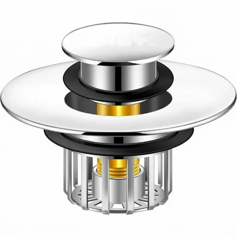 Creative 3-in-1 Pop-Up Bathtub Drain Stopper with Hair Catcher – Detachable Filter Basket, Visible Top Design, Clog-Resistant Bath Tub Plug & Cover – Fits 1.45"–1.8" Drain Holes, Chrome Bathroom Essential Sink Drain Strainer