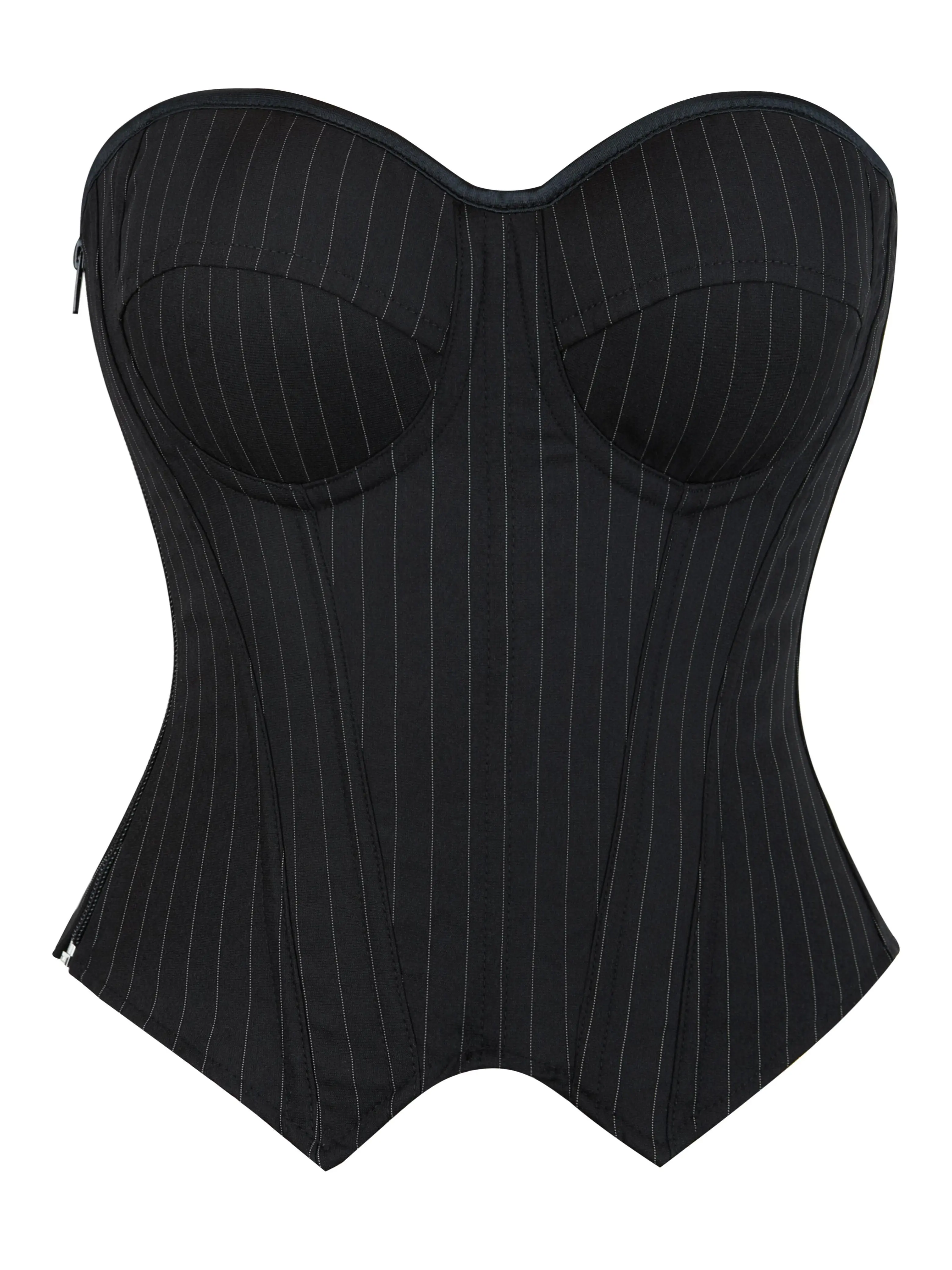 Corset Tops for Women Bustier, Striped with Cups Strapless Women's Bodysuit Slimming Black Corset Side Zipper Shapewear Suitable for Costume Parties, Halloween Costume Body Shaper Corset Outfit Daily Versatile Style Summervibes Corset Dress 547