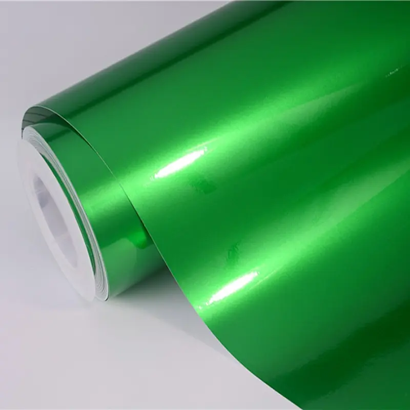 Ultra Glossy Green Metallic Car Vinyl Wrap Film With Air Release Self Adhesive Car Motorcycle Wrapping DIY Sticker Decal