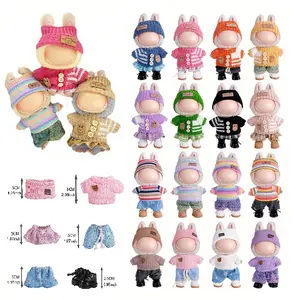 Three-Piece Set of Doll Outfits - 15-17cm, Includes Headwear, Clothes, and Pants, Multiple Styles to Choose From, Can Be Paired with Shoes, Perfect for Gifting（Dolls and shoes not included）