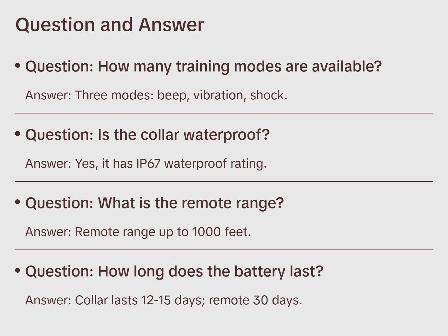 Dog Shock Collar, IP67 Waterproof Dog Training Collar with Remote, 3 Training Modes, Shock, Vibration and Beep, Rechargeable Electric Shock Collar for Large Medium Small Dog