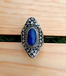Lapis ring- Lapis jewelry-  Saddle ring. Lapis statement ring.Ethnic Stone rings.Wire work Afghan ring. Gypsy Nomadic Ring Lapis ring