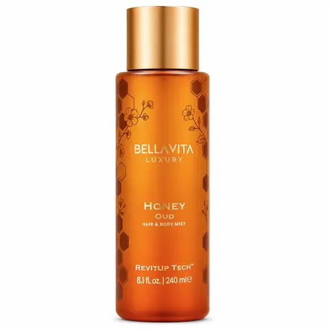 Honey Oud Hair & Body Mist by Bellavita Luxury | Honey, Vanilla & Oud Scent | Water-Based | Alcohol-Free & Long-Lasting | RevItUp Fragrance Technology | Safe for Hair & Skin | Perfect for Layering | Lightweight & Non-Sticky