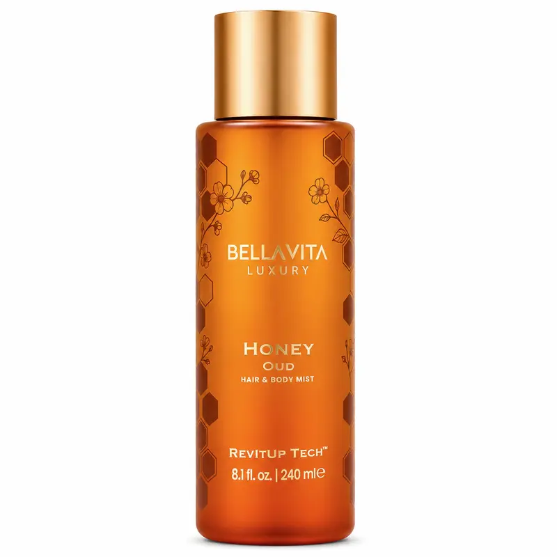 Honey Oud Hair & Body Mist by Bellavita Luxury | Honey, Vanilla & Oud Scent | Water-Based | Alcohol-Free & Long-Lasting | RevItUp Fragrance Technology | Safe for Hair & Skin | Perfect for Layering | Lightweight & Non-Sticky