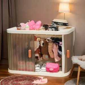 Foldable Pet Doll Clothing Storage Box - LaBubu Wardrobe with Roman Rod & Hangers, Display Organizer for Dolls & Accessories