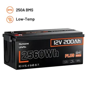 【Summervibes】HumsiENK 12V 200Ah LiFePO4 Battery with Smart BMS, High Cost Performance, Home Backup Power, Emergency, Off-Grid Living, Outdoor Camping, Easy Travel, Yard Renovation, Reduce Equipment Downtime, Uninterrupted Power Supply