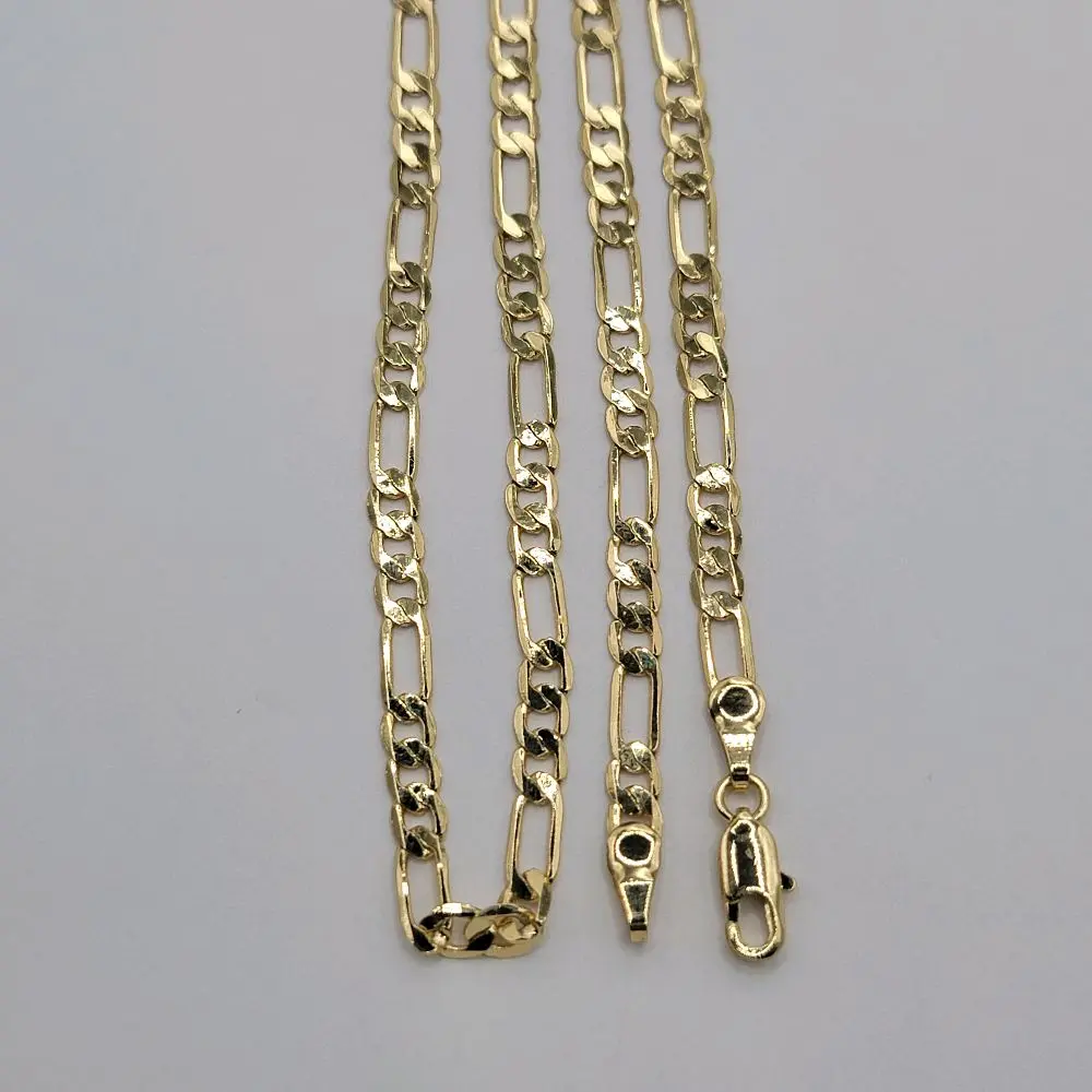 Beautiful Delicated Chain Figaro Stylo Plain, 20 inches 3.5 mm Laminated Gold chain only.
